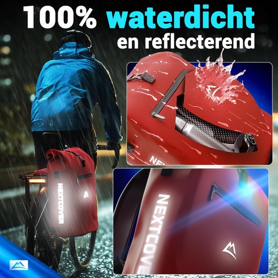 Nextcover 3in1 Fietstas Enkel voor Bagagedrager [PVC vrij] | Waterdichte Fietstas, Rugzak en Schoudertas 25L | Ideaal voor Laptop en Wekelijkse Aankopen | Fiets Tas Enkele | Fietstassen