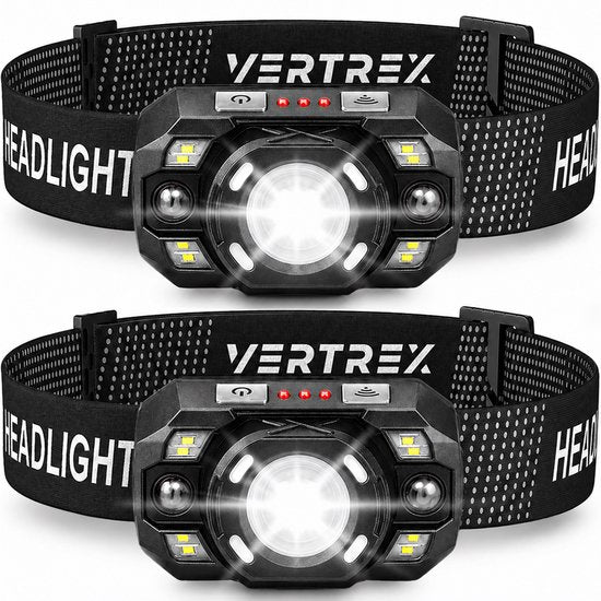 Vertrex Hoofdlamp LED Oplaadbaar - Instelbare Lichtbundel - USB-C - IPX5 - Zwart
