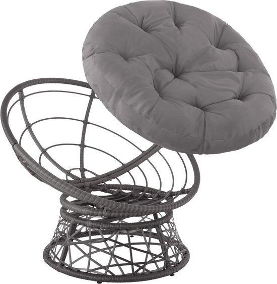 tectake® - Wicker papasan fauteuil Gargano - grijs - 403553 - poly-rattan