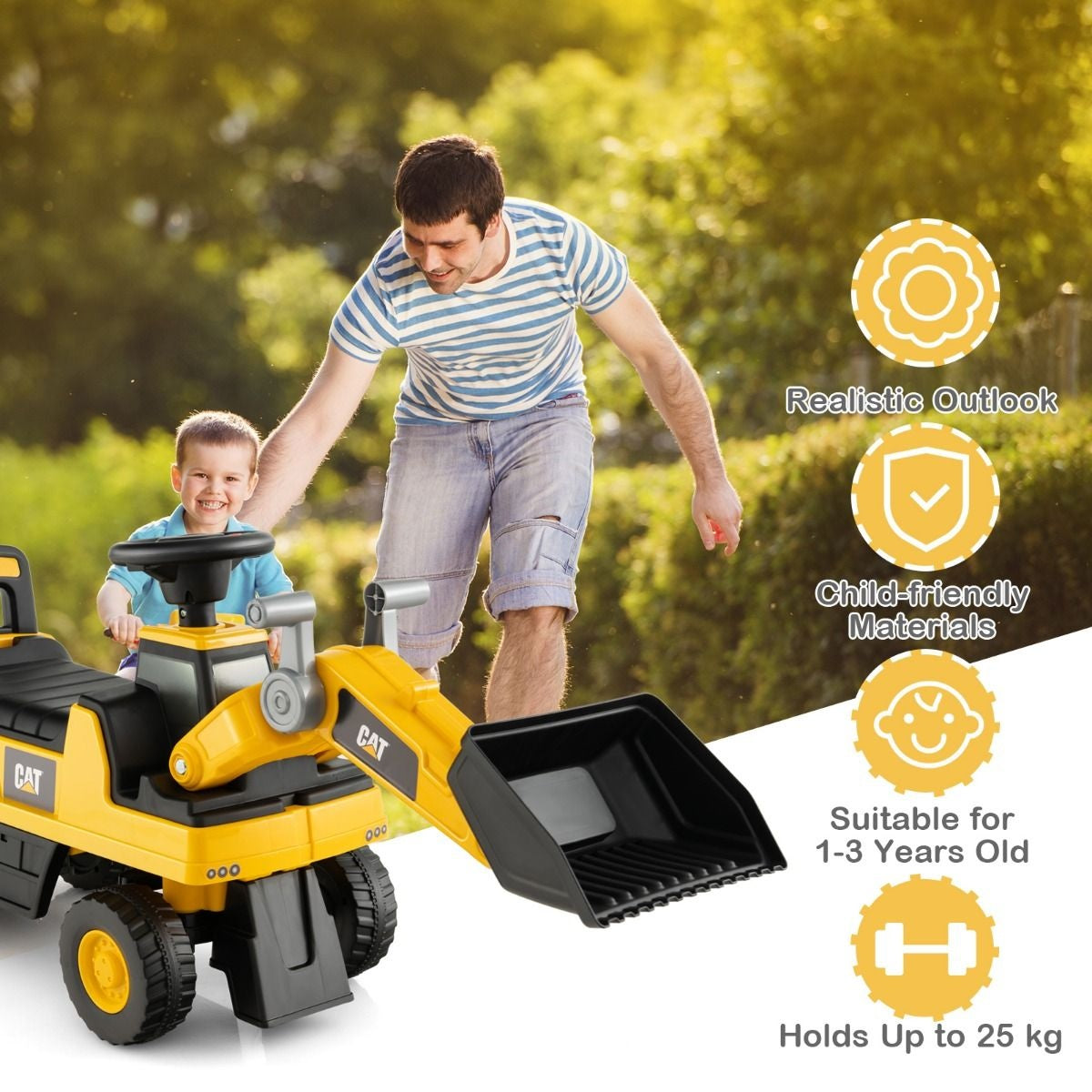 Coast Speelgraafmachine voor Kinderen - Geel/Zwart - 88 cm x 30 cm x 49 cm