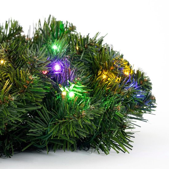 Black Box Trees Limber Kerstkrans - Kerstversiering met LED Verlichting voor Binnen en Buiten - Deurkrans voor Sfeervolle Voordeur - H15 x Ø60 cm van Kunststof - Groen