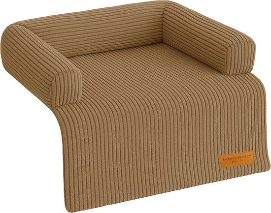 By Cee Cee Origineel Hondendeken Bank – Hondenkleed Bank - Hondenmand - Premium - Volledig Afritsbaar - Ribstof - Bruin - 90x90 - Maat M