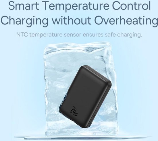 Baseus Mini 10.000 mAh Powerbank Zwart | Compact Met MagSafe & Fast Charge | 20W USB-C | Geschikt voor Apple iPhone en andere smartphones
