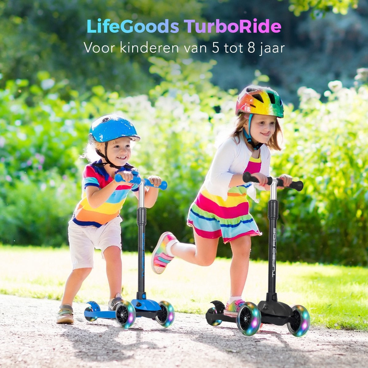 LifeGoods TurboRide Kinderstep - Step 5-8 Jaar - 3 Lichtgevende Wielen - Jongens/Meisjes - Blauw