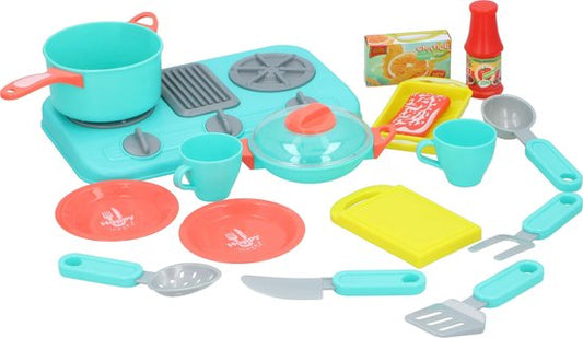 Eddy Toys Speelgoedkeuken Accessoires - Speelkeuken Set - Keukenspulletjes - 18-Delig