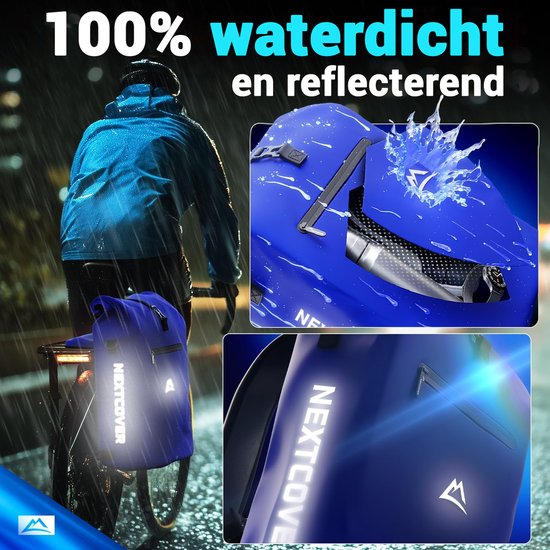 Nextcover 3in1 Fietstas Enkel voor Bagagedrager [PVC vrij] | Waterdichte Fietstas, Rugzak en Schoudertas 25L | Ideaal voor Laptop en Wekelijkse Aankopen | Fiets Tas Enkele | Fietstassen