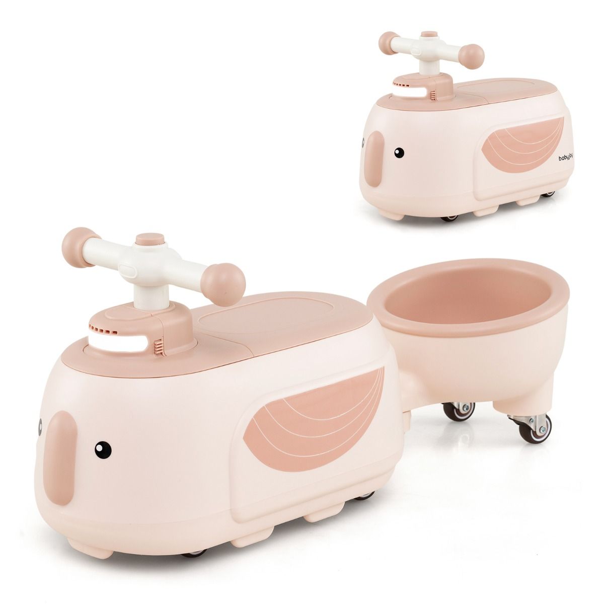 Coast Loopauto met Aanhanger - Liedjes en Licht - Opbergruimte - Beige en Roze