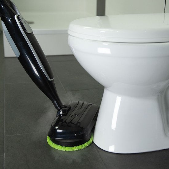 Livington Steam Twister Stoomreiniger met roterende dubbele mopkop, reinigt, schrobt en gepolijst, 3-traps stoomautomaat, 120 graden hete stoom, handstoomreiniger, waterreservoir van 350 ml, zwart
