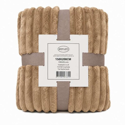 Ceruzo Fleece Deken 150x200 cm – Camel –Zachte Plaid - 280 g/m² - Woondeken