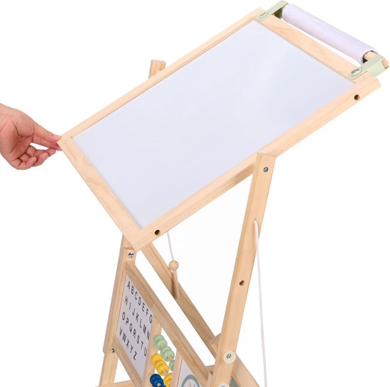 Sunny Mika houten activiteitsezel - Whiteboard, krijtbord en pegboard - 47 x 41 x 145 cm