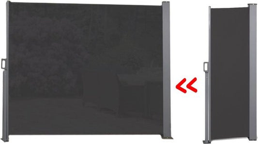 909 Outdoor - Uitschuifbaar Zonne- / Windscherm - Zwart - 170 x 300 cm - Roll-back Functie - Polyester - Weerbestendig - Uv-bestendig
