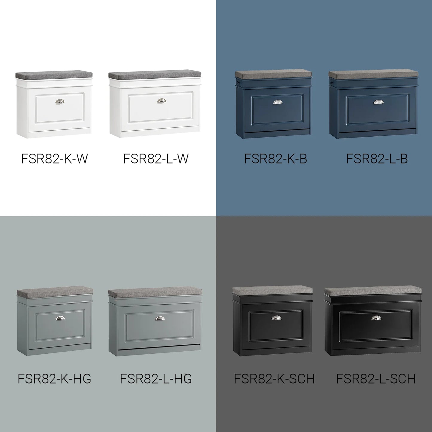 SoBuy FSR82-K-HG Grijze Entreebank met Klapdeur en Zitkussen – Schoenenopbergruimte 60×24×51 cm