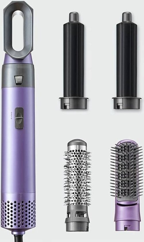 Fuegobird Föhnborstel 5in1 -Föhnen/Krullen/Steil Maken/Styling - Roterend met 2 draairichtingen - 1000w - Paars