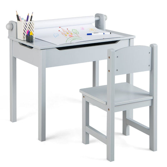 Coast Peuter Tekentafel - Met Stoel - Met Papierrolhouder - 60 x 40 x 58cm - Grijs