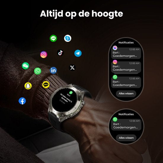 Maoo FORGE GPS Smartwatch Heren – 1.43" AMOLED Display – 3 Bandjes – 170+ Sportmodi – Hartslag, Bloeddruk, SpO₂ – Kompas, Zaklamp – Lange batterij (730 mAh) – 1 ATM – Gun Metal