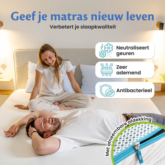 Ella Ergo Topper 180x200 cm - 10CM Dik Matras Topdekmatras - Matrastopper Gel Infused Traagschuim & Aircell-schuim - Medium Hardheid
