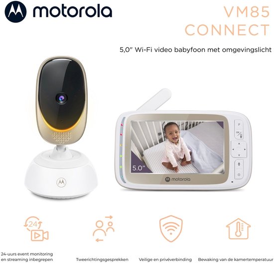 Babyfoon Motorola VM85 Connect monitor 5" Wi-fi wit
