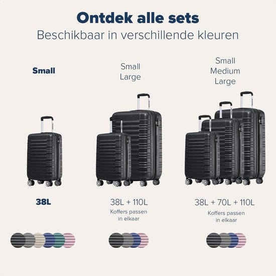 TRVLMORE Handbagage Koffer - 38L - Cijferslot - Lichtgewicht - Trolley - 54x36x20cm - Past binnen 55x40x20 cm - Zwart
