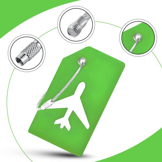 EverNeeds Bagagelabel - Siliconen - Groen - 5 Stuks - 5x9 cm