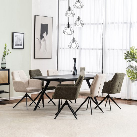 Furnihaus Draaibare Eetkamerstoel Milou met armleuning Beige