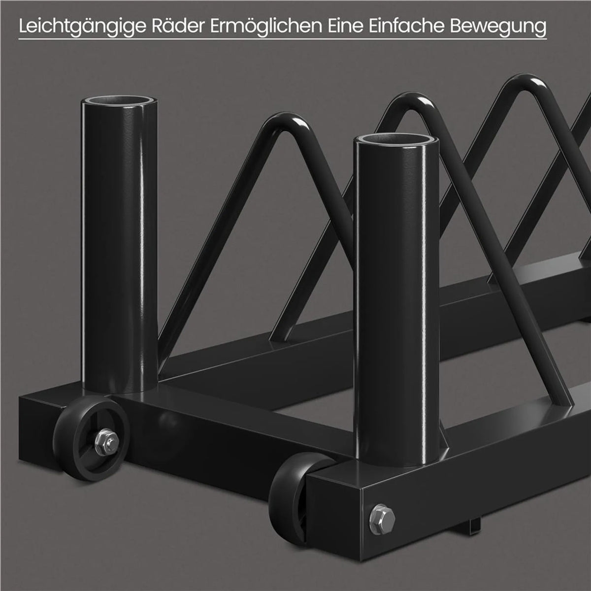 Yaheetech Halterrek Voor Halterschijven En Stangen – Voorzien Van 4 Opbergvakken En 2 Halterhouders En Transportwielen – Voor Olympische Halterstangen En Gewichten – Zwart Metaal – 94 x 33 x 30 cm