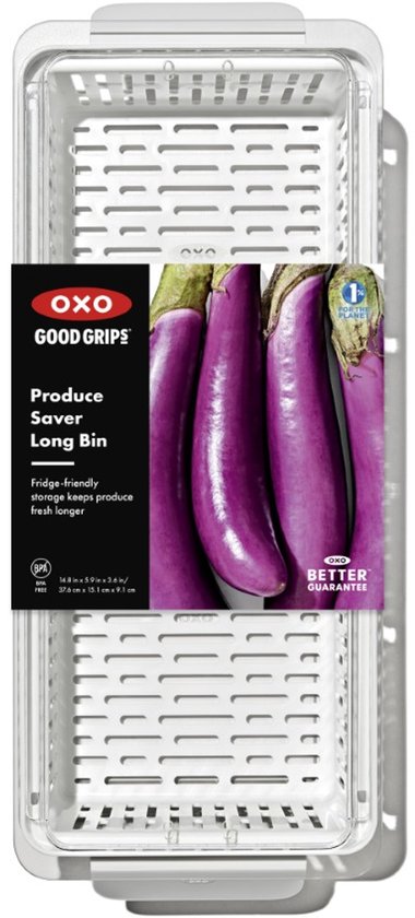 OXO Good Grips Vershoudbox Lang 37,6x15 cm – Transparant/Wit – Kunststof