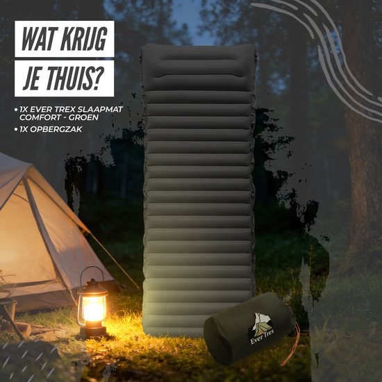 Ever Trex Slaapmat Comfort - 193x70x10cm - Ingebouwde Pomp - 1 Persoons - Camping Matras - Zelfopblaasbaar - Zwart