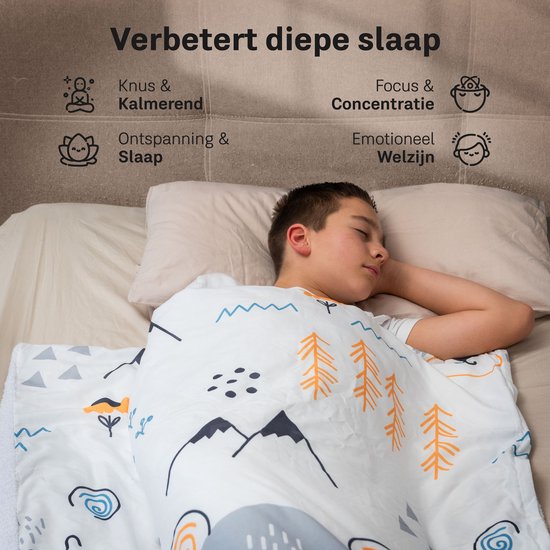 CozySense® Verzwaringsdeken Kind 2,4 kg - Weighted Blanket - Zwaartedeken met GLASS-Flow® Drukverdeling - Wasbare Hoes - Hypoallergeen - Voor Jongens