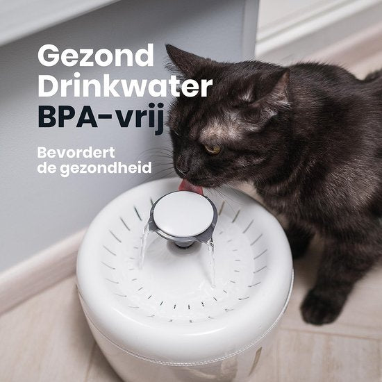 TrevoPet® Drinkfontein Kat - Waterfontein Kat - Kattenfontein - Fluisterstil - Drinkfontein - Drinkbak Kat - 2.5 Liter - Inclusief Filter - Wit
