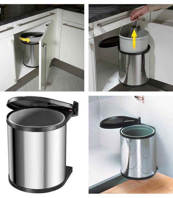 Hailo Compact-Box M Prullenbak - 15 l - Inbouwprullenbak - RVS