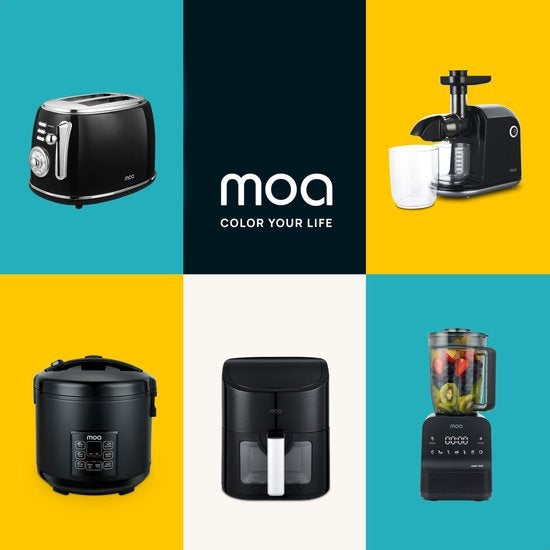 MOA Retro Broodrooster - 6 Warmteniveaus - 2 Extra Brede Sleuven - 850W - Reheat en Ontdooi-functie - Zwart - T3B