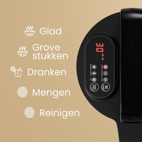 KitchenBrothers Soepmaker - 2L - 5 Programma's - PFAS & BPA-vrij - Timer Display - Blender - RVS/Zwart