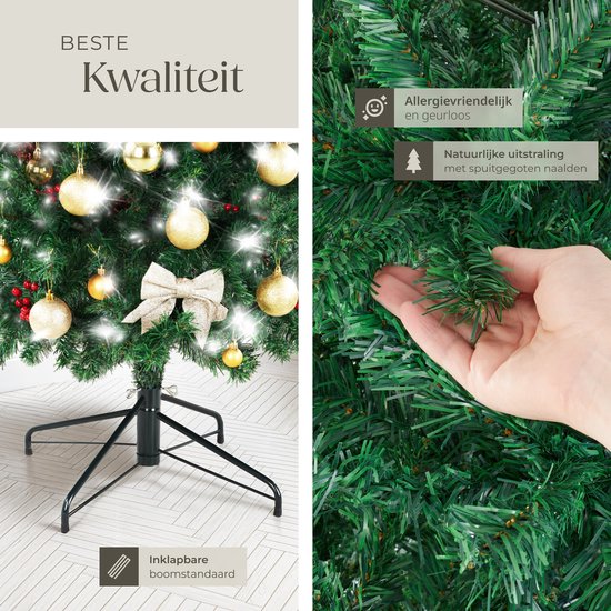 tectake® Kunstkerstboom - Levensecht met flexibele takken - Volumineus - Stabiel en eenvoudig te monteren - Kunstkerstboom als kerstversiering - 200 cm - 832 takken - groen
