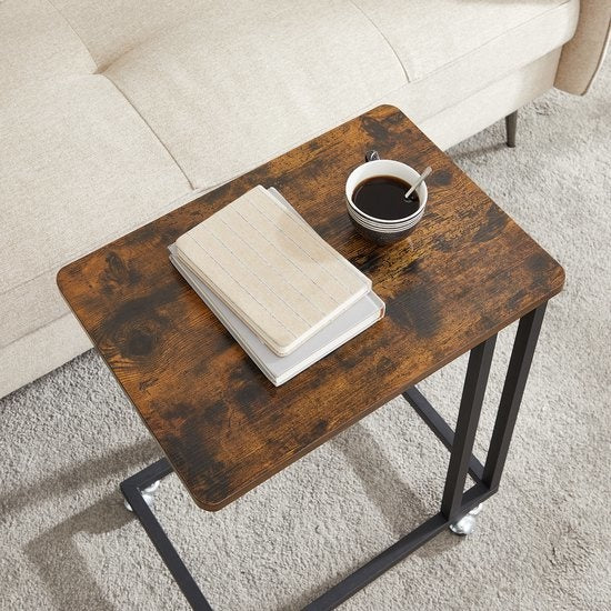 O'DADDY® Bijzettafel - Handige Bijzettafel met Afneembare Wielen - Rustiek Bruin - 50 x 35 x 55 cm