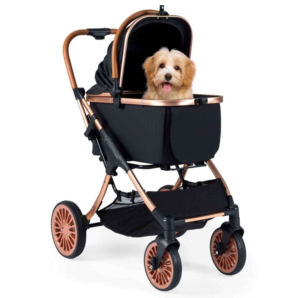Coast Huisdierenbuggy 3-in-1 - Opvouwbaar - Afneembare mand - Zwart 89 x 61 x 101 cm