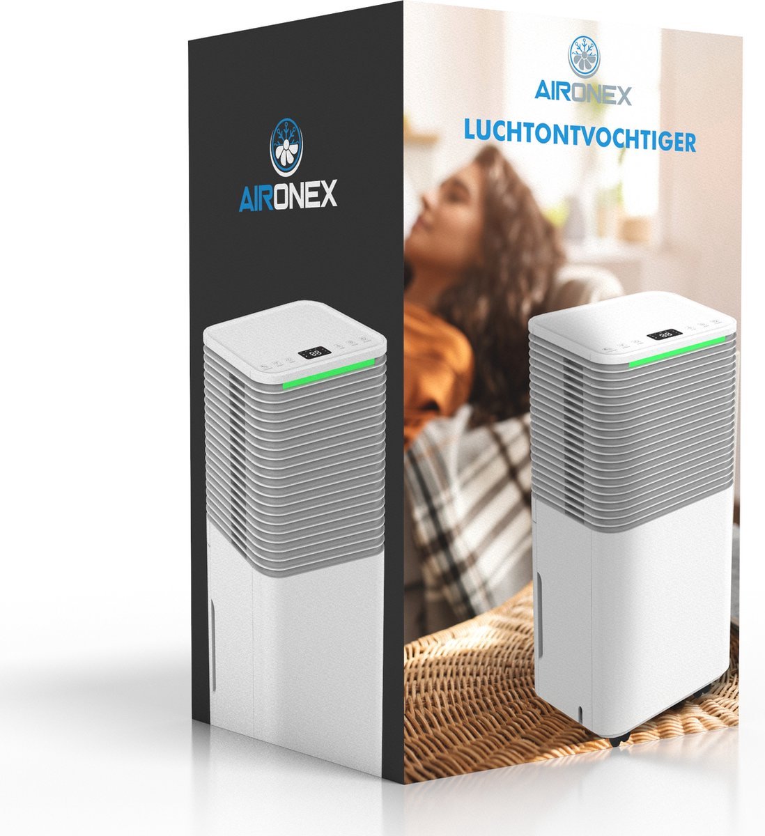 Aironex L012 Luchtontvochtiger - 2L Reservoir - Extreem Stil - 25 x 45 x 22 cm - Wit