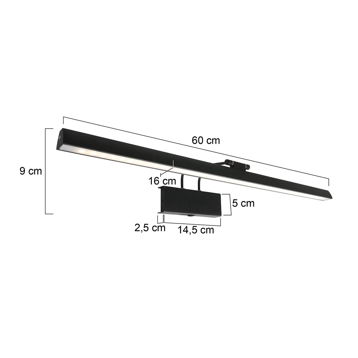 Steinhauer Litho LED - Wandlamp Modern - Zwart - H:9.4cm - Universeel - Voor Binnen - Metaal - Wandlampen - Slaapkamer - Woonkamer