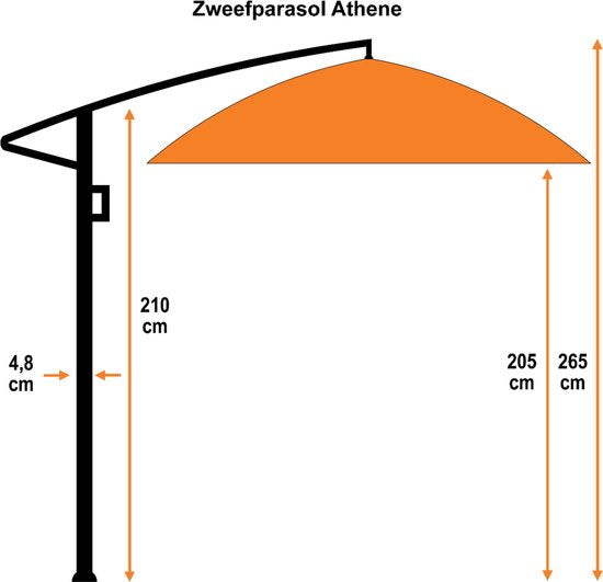 Garden Impressions - Parasol - Athene - Ø300 cm - Frame royal grey - Donkergrijs