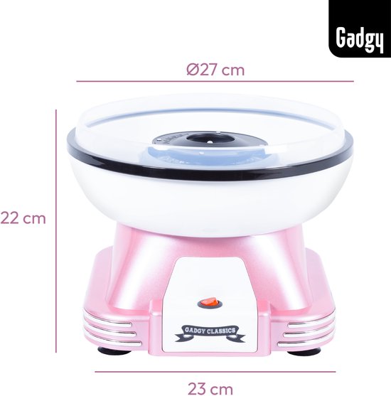 Gadgy Suikerspinmachine Retro Roze, met 10 Stokjes en Maatlepel - Suikerspinmakers - Snoep - Kinderfeestje - Suikerspin Suiker - Cotton Candy