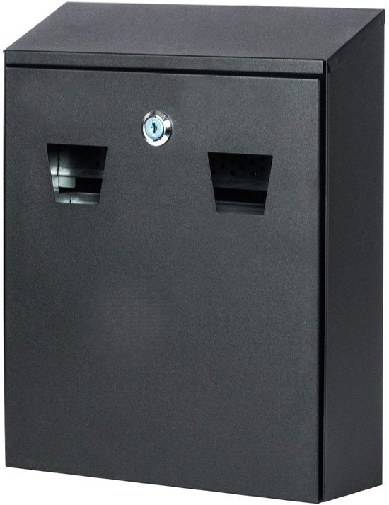 Ceruzo Wandasbak Zwart – Groot – Slot – Buiten Asbak – 32 x 26 x 8.5 cm