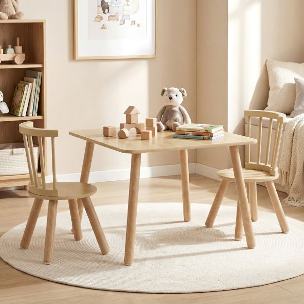 Coast Kindertafel met 2 Stoelen - Naturel - 60 x 60 x 43,5 cm