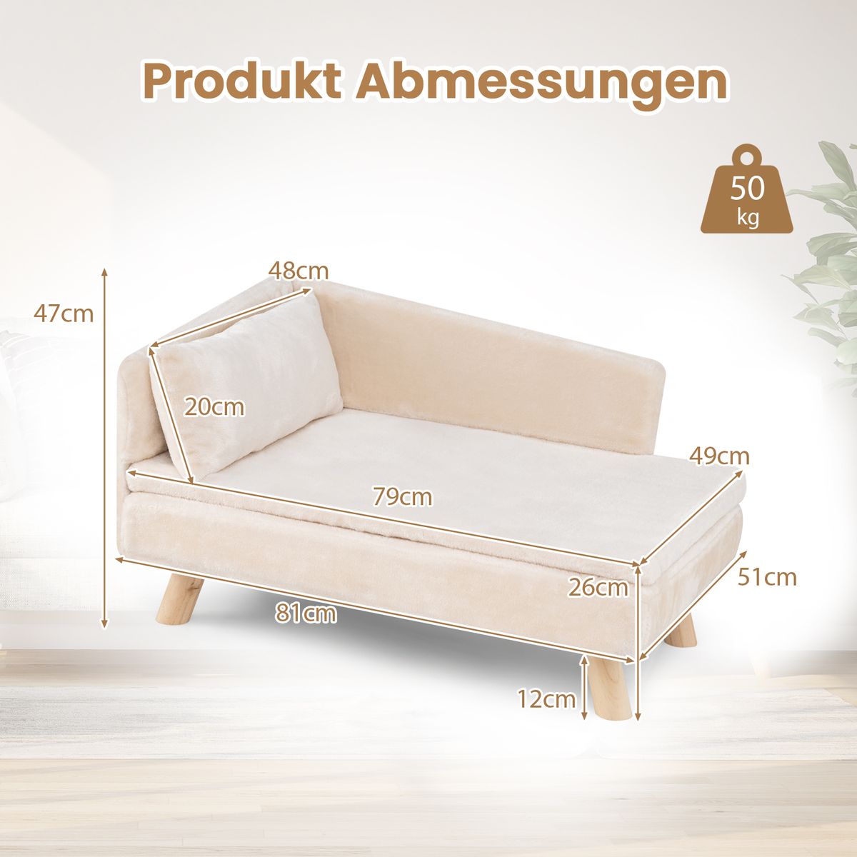 Coast Huisdierensofa - verhoogd ontwerp - voor kleine en middelgrote honden en katten - wit