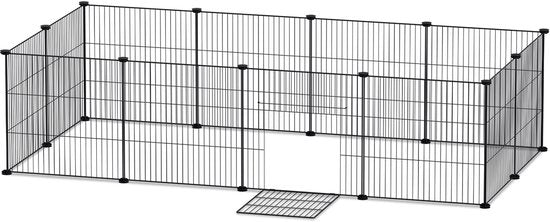Konijnenren Puppyren 12 Panelen Zwart DIY Huisdierenren 35x35cm voor Binnen
