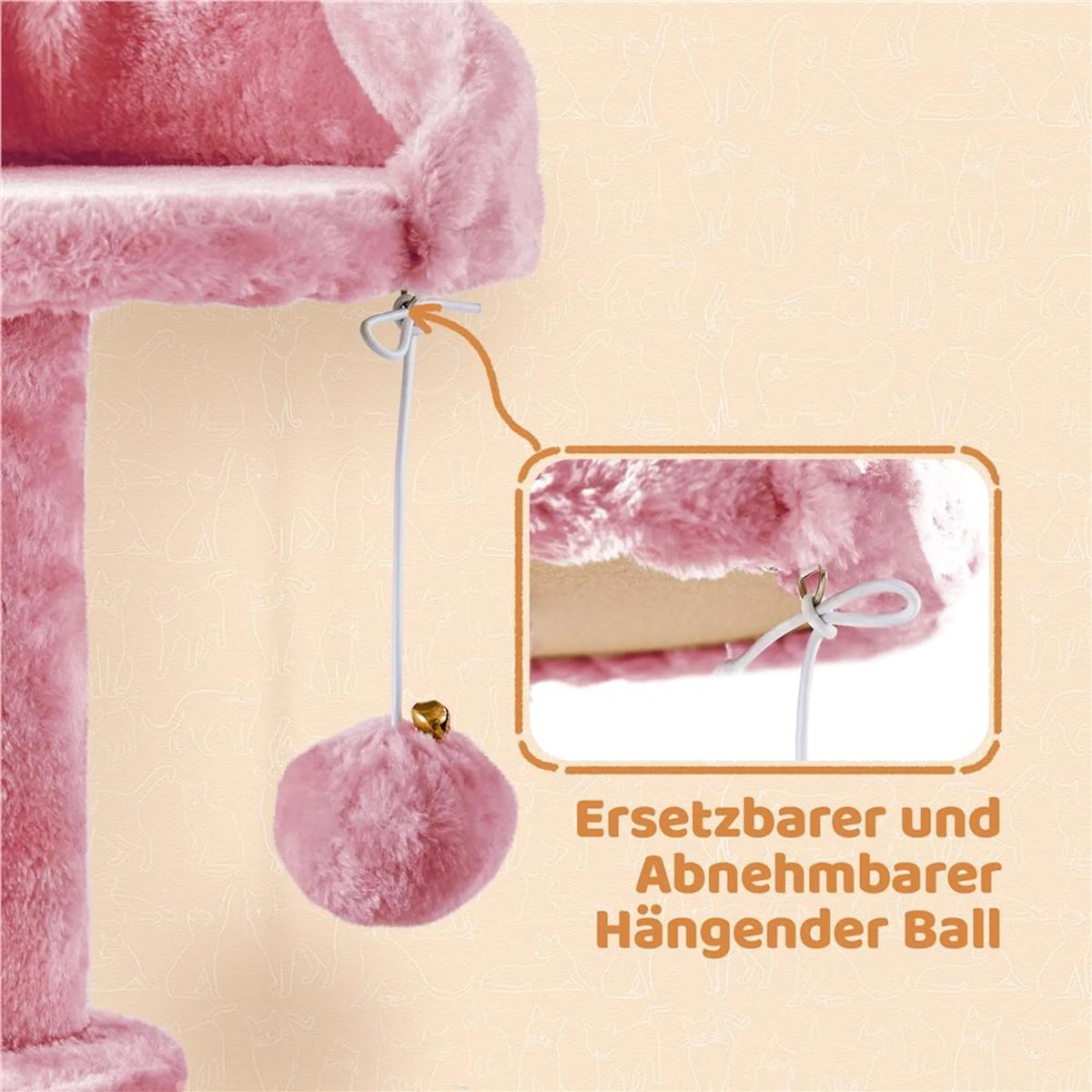 Yaheetech Grote Krabpaal met 5 Verdiepingen 146 cm – Sfeervol Roze – Sisal en Pluche