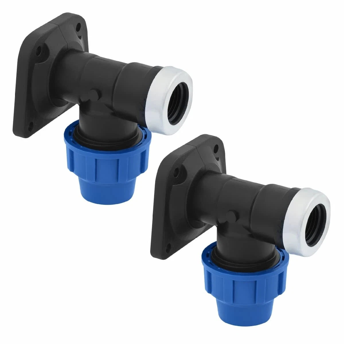 SmartProduct Wandhoek Kompressiekoppeling 25 mm 2 Stuks – Zwart & Blauw – PP