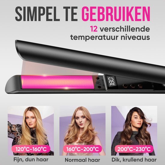 Strex Stijltang Krultang 2-in-1 - Keramische Stijltang voor Kort & Lang Haar - 120-230°C