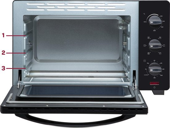Inventum OV307B - Vrijstaande heteluchtoven - Draaispit - 30 liter - 1600 watt - 6 programma's - Zwart