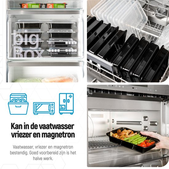 Fitcrafters Meal Prep Bakjes - Vershoudbakjes - Diepvriesbakjes - 20 Stuks - 1 Compartiment - 1L - BPA vrij