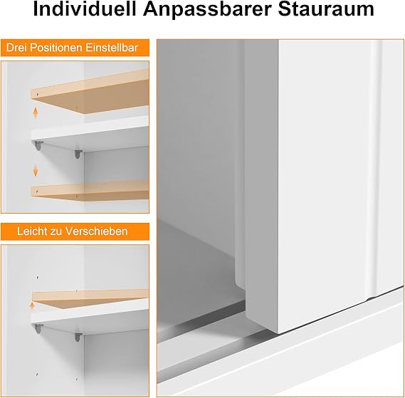 Yaheetech Badkamerkast 69,5 x 20 x 71,5 cm - Schuifdeuren - Wielen - Wit