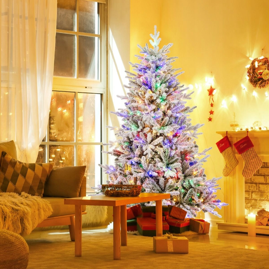 Kunstkerstboom met LED-verlichting – 186 cm – Groen/Wit – Coast